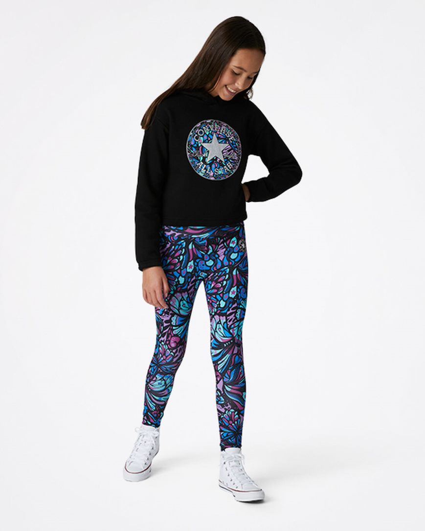 Moletom Com Capuz Converse Boxy Chuck Taylor Patch Pullover Menina Pretas | PT X0T7850